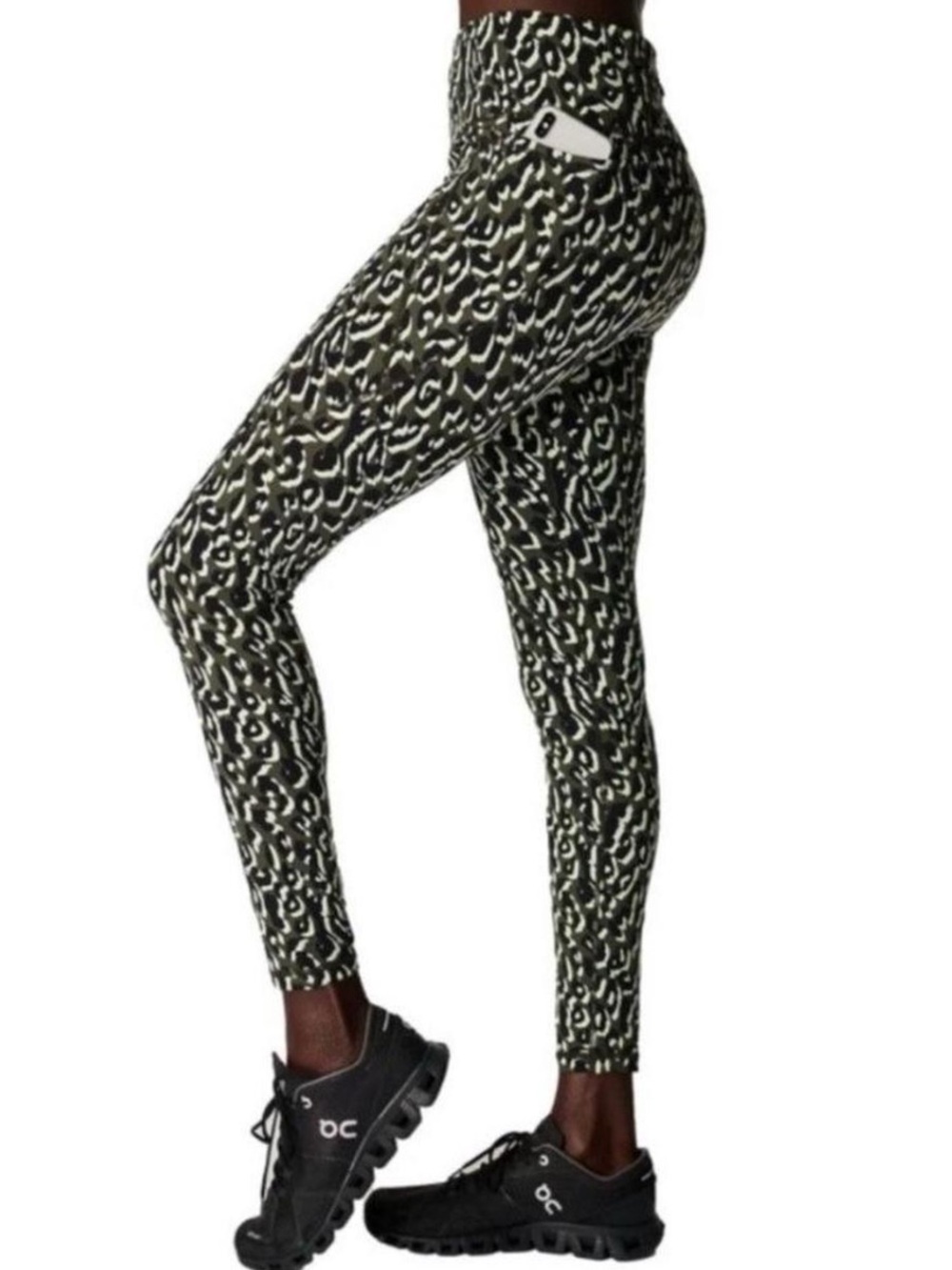Sweaty Betty Power Workout 7/8 Leggings Green & Black Leopard Print Size Small